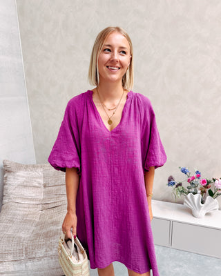FIORE DRESS - AUBERGINE - By Lenz