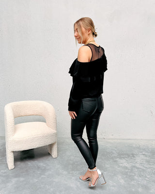 BLACK COATED SKINNY JEANS - By Lenz