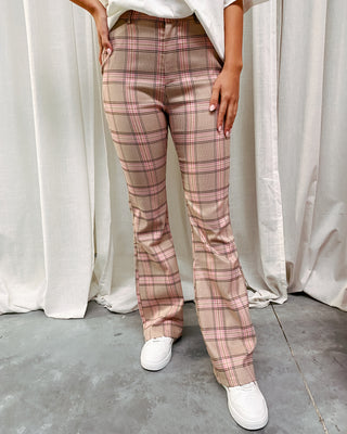 LINDY CHECK PANT - PINK CHECK - By Lenz