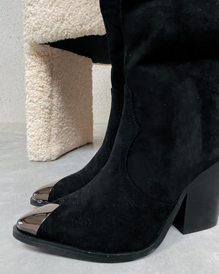 HIGH WESTERN BOOTS - BLACK/SILVER - By Lenz