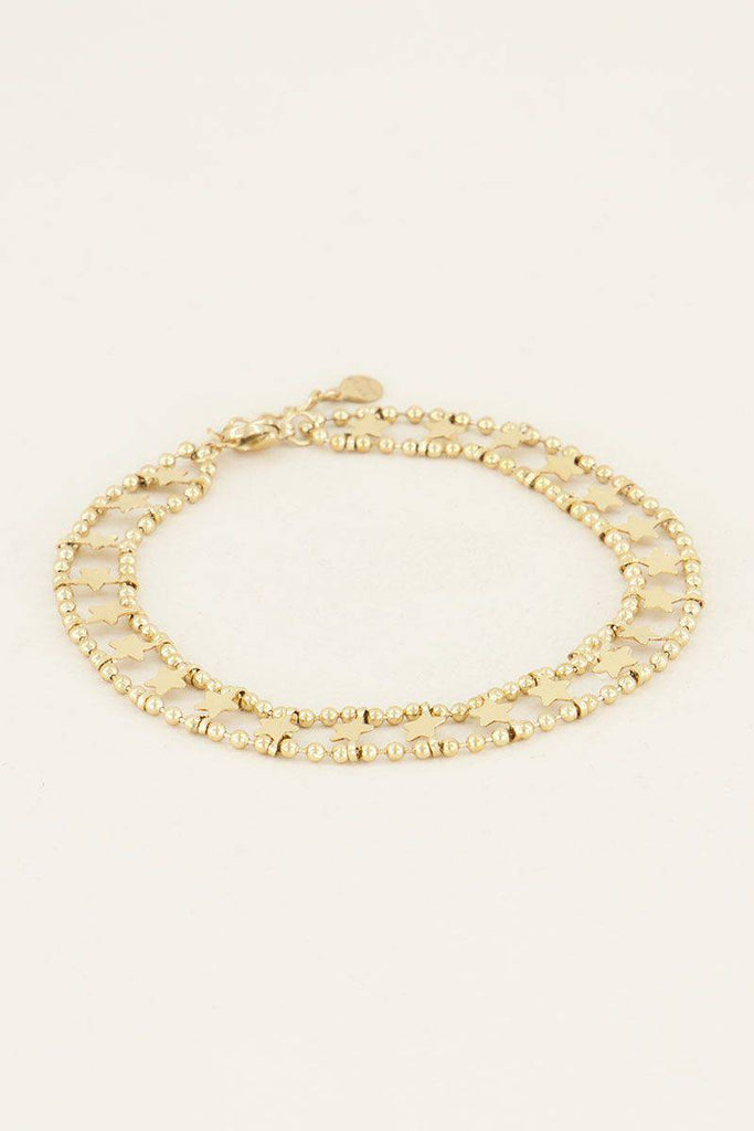 DOUBLE STAR ANKLET GOLD - By Lenz