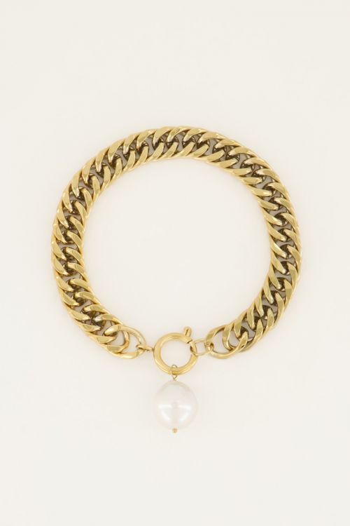 BRACELET CHAIN WITH PEARL GOLD - By Lenz