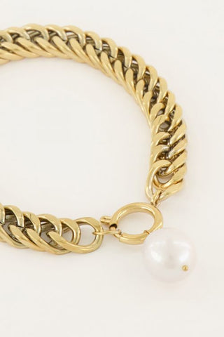BRACELET CHAIN WITH PEARL GOLD - By Lenz